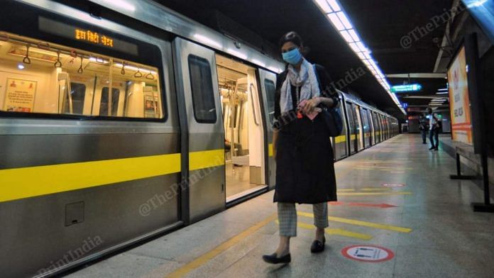 A passenger at a Delhi Metro platform | Suraj Singh Bisht | ThePrint