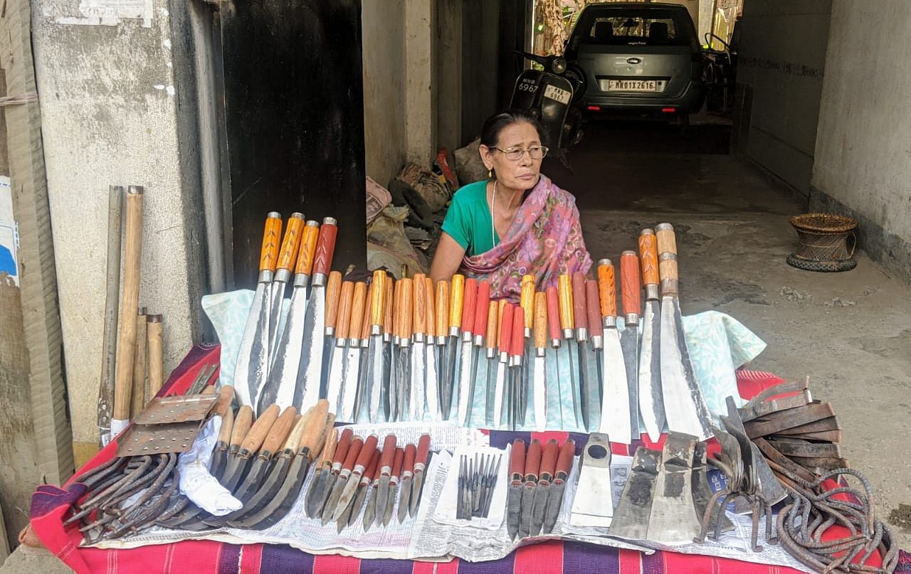 Sangainganbi, 75, had to set up her stall at Imphal’s New Checkon market after the lockdown | Yimkumla Longkumer | ThePrint