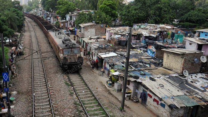 A view of the Azadpur slum area by the railway tracks | Suraj Singh Bisht | ThePrint