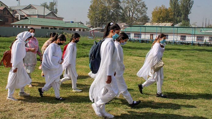 Students walk to attend their classes in a school in Srinagar | Representational image: PTI