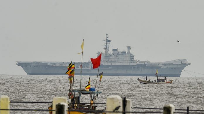 Decommissioned aircraft carrier INS Viraat during its last journey from Naval Dockyard in Mumbai to Alang in Gujarat | on 19 September