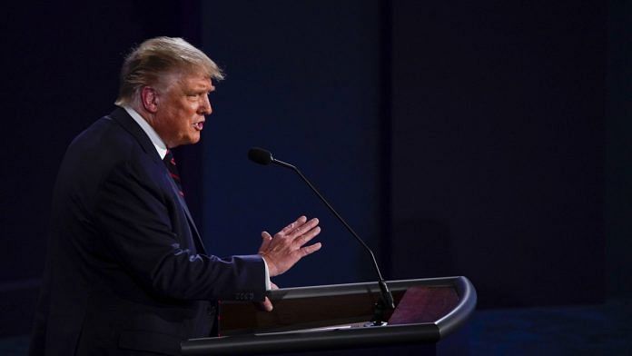 U.S. President Donald Trump speaks during the first U.S. presidential debate. | Photographer: Matthew Hatcher | Bloomberg
