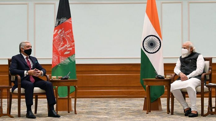 Afghan leader Abdullah Abdullah with PM Modi in New Delhi on 8 October 2020 | Twitter | @DrabdullahCE