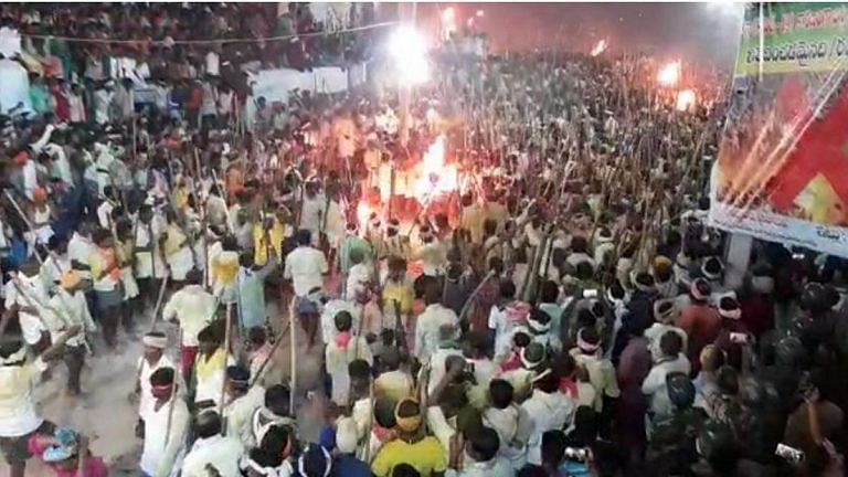 Tradition trumps Covid fear as 30,000 people gather late night for stick-fight in Andhra