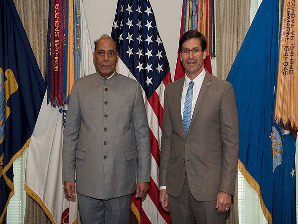 File photo of Defence Minister Rajnath Singh with US Defence Secretary Mark T Esper | ANI
