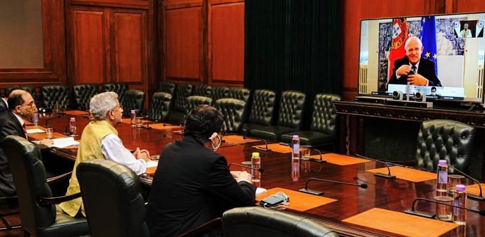 External Affairs Minister S Jaishankar and his Portuguese counterpart Augusto Santos Silva held a virtual meeting Wednesday | Twitter/@DrSJaishankar