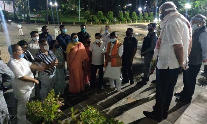 BJP leaders and victim Manish Shukla's family members meet Governor Jagdeep Dhankhar at Raj Bhavan Monday evening | By special arrangement