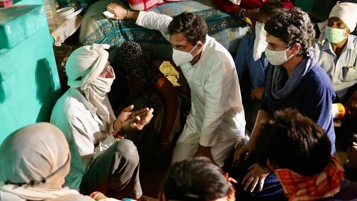 Rahul Gandhi and Priyanka Gandhi meet the victim's family in Hathras | Facebook/rahulgandhi