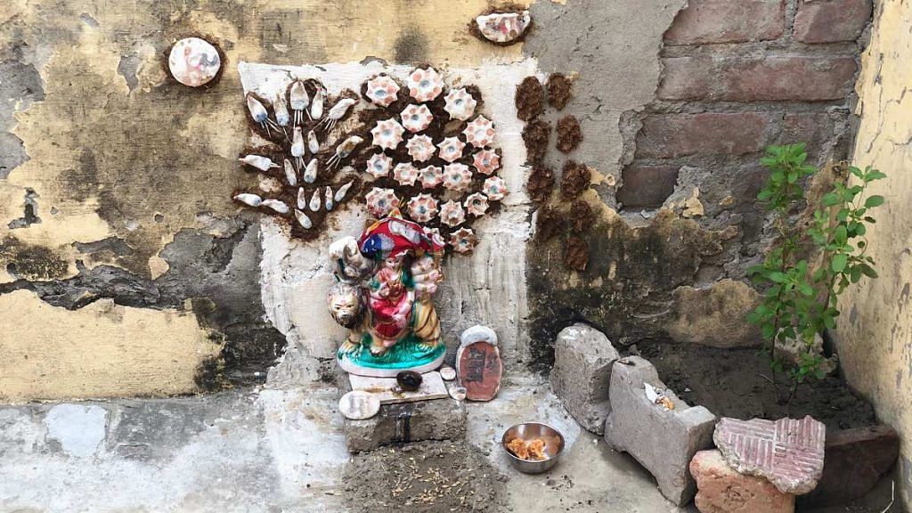 During the period of Navratri fasting, an idol of Goddess Durga was placed near the toilet where Ramrati had been locked up | Photo: Jyoti Yadav | ThePrint