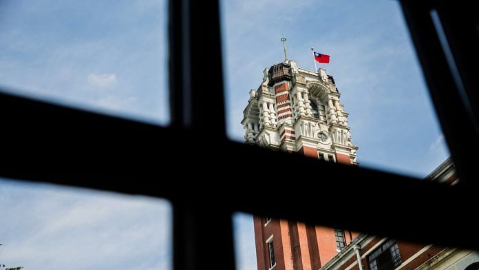 Taiwanese national flag flies atop the presidential palace in Taipei