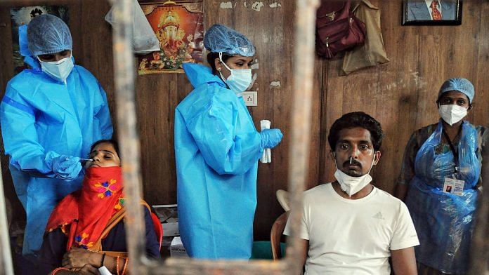 Representational image of health workers conducting Covid-19 tests in Maharashtra | Photo: ANI