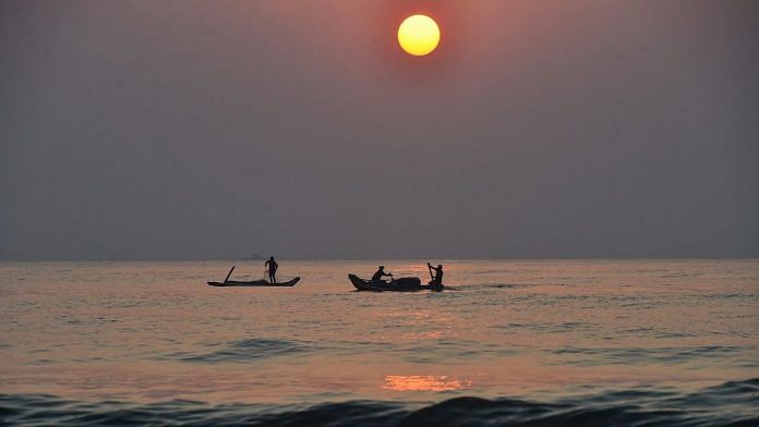 Fishermen off the coast at Marina beach, Chennai | Representational image | PTI
