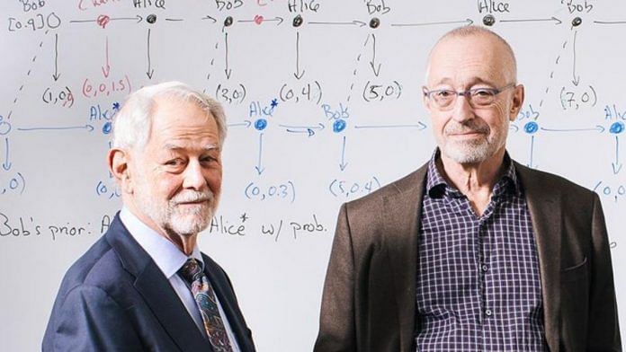 Professors Paul Milgrom and Robert Wilson, winners of the 2020 Sveriges Riksbank Prize in Economic Sciences in Memory of Alfred Nobel for improvements to auction theory and inventions of new auction formats. | Twitter @Stanford