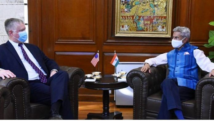 US Seputy Secretary of State Stephen Beigun (left) with EAM S Jaishankar (right) | Twitter @DrSJaishankar