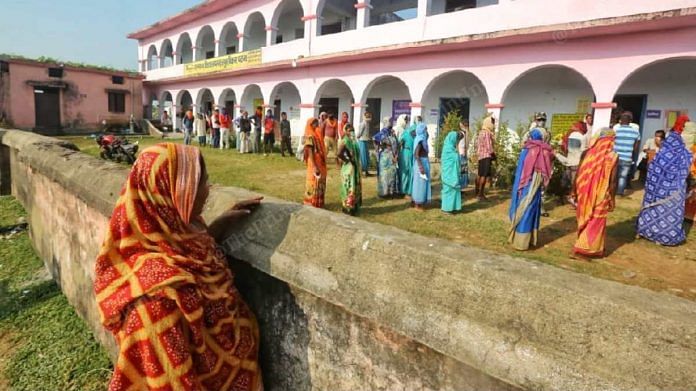 Voters at Maharajpur village during the first phase of Bihar assembly elections last month | Praveen Jain | ThePrint File photo