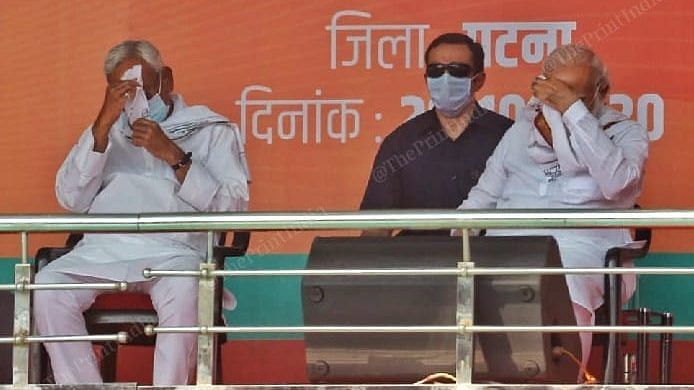 From Left to right - Bihar CM Nitish Kumar and PM Narendra Modi at a rally in Patna | Photo: Praveen Jain | ThePrint