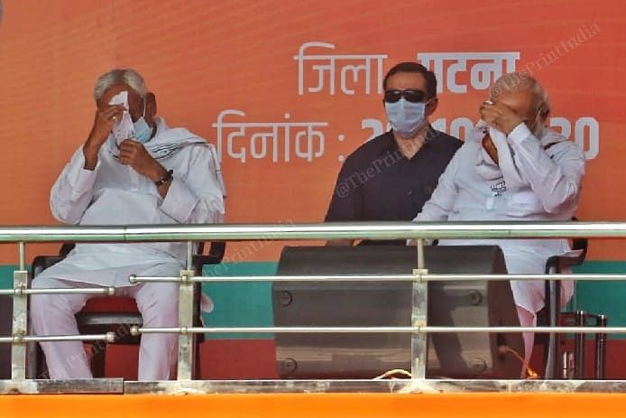 From Left to right - Bihar CM Nitish Kumar and PM Narendra Modi at a rally in Patna | Photo: Praveen Jain | ThePrint