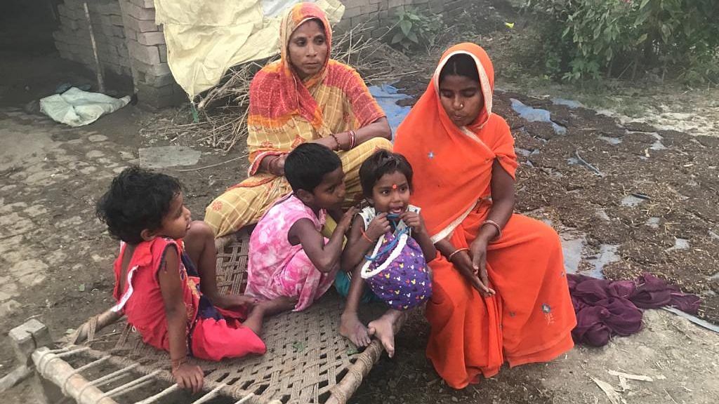 Poonam Devi (right), the wife of Kaushal Kumar, and sister-in-law Bebi Devi at Hussaina village | Photo: Shanker Arnimesh | ThePrint