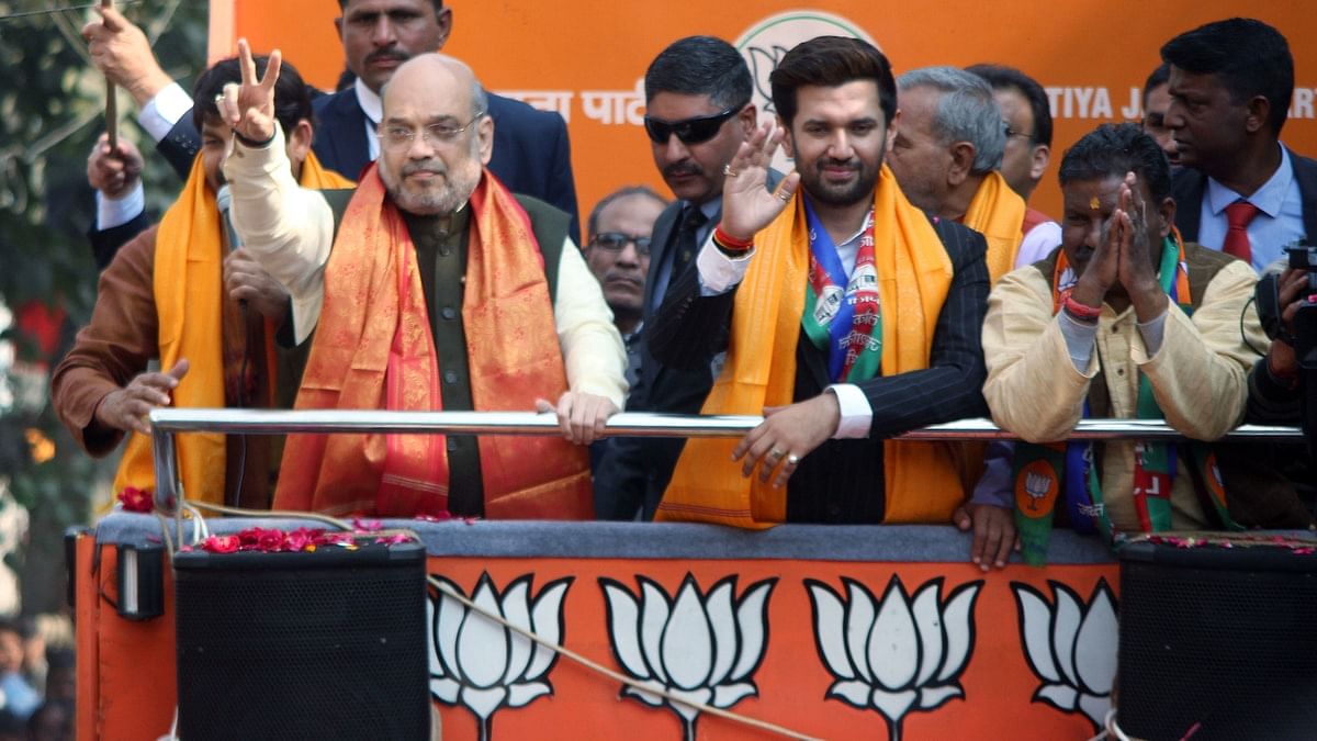 A file photo of Home Minister and BJP leader Amit Shah and LJP chief Chirag Paswan. | Photo: ANI