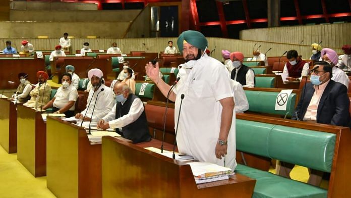 Punjab CM Captain Amarinder Singh in the assembly Tuesday | By special arrangement