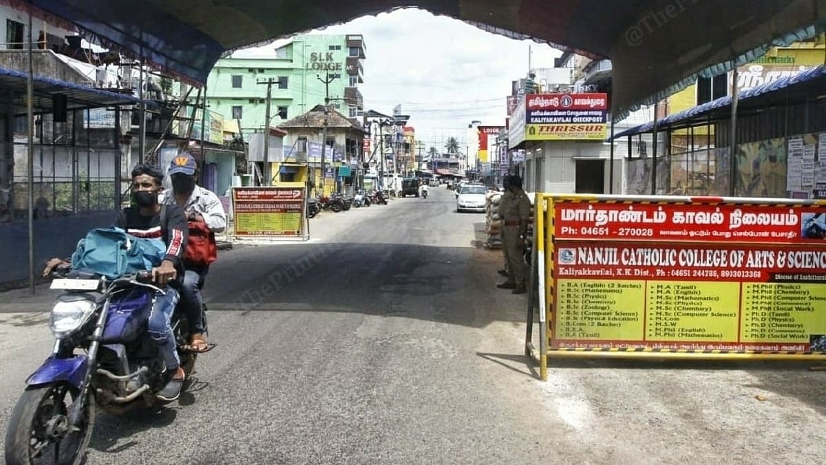 Unchecked movement near the Kaliyakkavilai checkpost at Kerala-Tamil Nadu border. | Photo: Praveen Jain/ThePrint