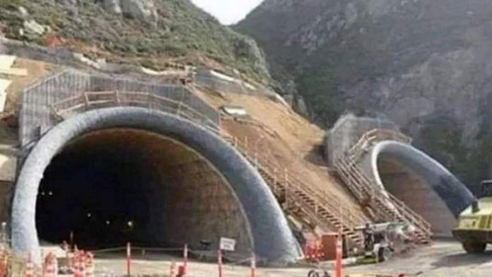 An image of the Tom Lantos Tunnel being circulated as the Atal Tunnel on social media platforms | Twitter | @NarenderChawla1