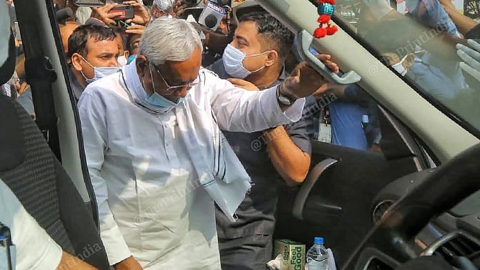 Bihar Chief Minister Nitish Kumar after casting his vote at the Raj Bhavan complex | Praveen Jain | ThePrint