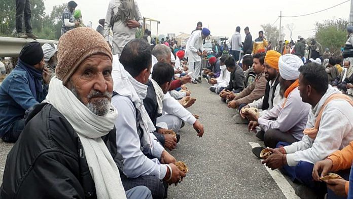 Protesting farmers gathered on the Chandigarh-Delhi highway in Ambala on 25 November, for their rally towards the national capital | ANI