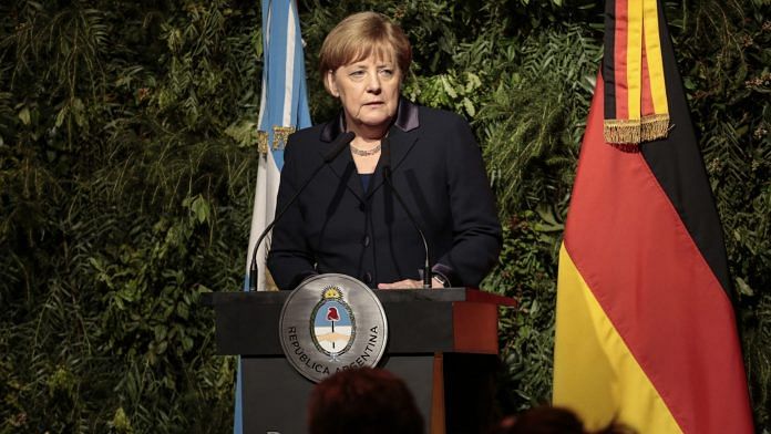 Photo d'archive de la chancelière Angela Merkel lors d'un dîner officiel |  Photographe: Sarah Pabst |  Bloomberg