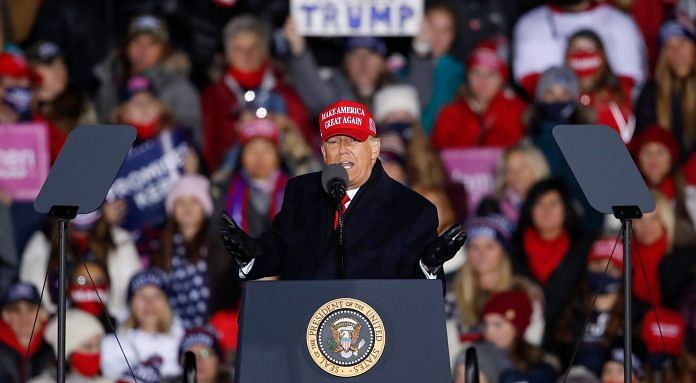 US President Donald Trump speaks during a rally on 3 November 2020 in Grand Rapids, Michigan | Photographer: Kamil Krzaczynski/Getty Images North America via Bloomberg