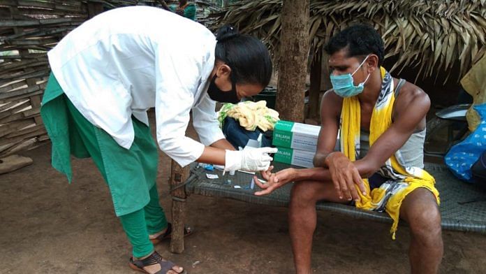A healthworker conducted a malaria test in the Bastar region, Chhattisgarh | By special arrangement