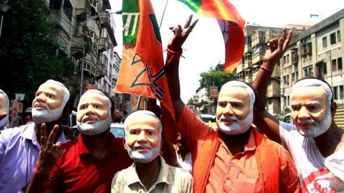 Representational image| BJP workers during an election rally in Kolkata | ANI