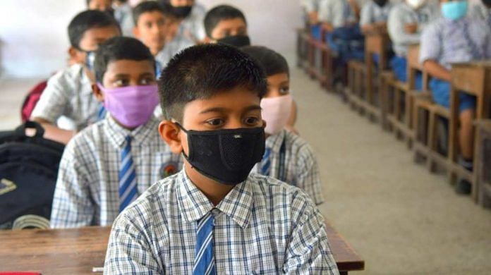 Representational Image | Students wearing masks in a classroom | Abhishek Saha | ANI