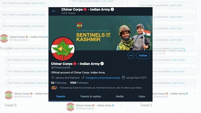Chinar Corps of the Indian Army takes care of operations in Kashmir and at the Line of Control | Twitter