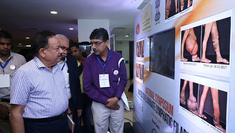 Health Minister Harsh Vardhan at the National Symposium United to Elimination Lymphatic Filariasis in New Delhi on 30 October 2019 | nvbdcp.gov.in