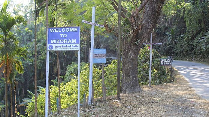 A roadsign at Assam- Mizoram border