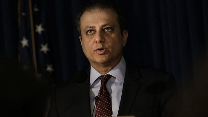 File photo of Preet Bharara speaks during a press conference in New York, US