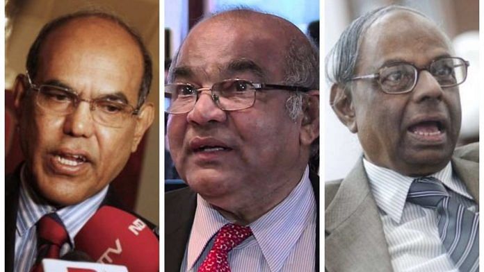 From Left-Right: File photo of Former RBI Governors Duvvuri Subbarao, Yaga Venugopal Reddy, and Chakravarthy Rangarajan
