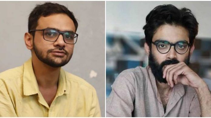 File photo of Umar Khalid and Sharjeel imam | ThePrint.in and Twitter @Goutham09828240