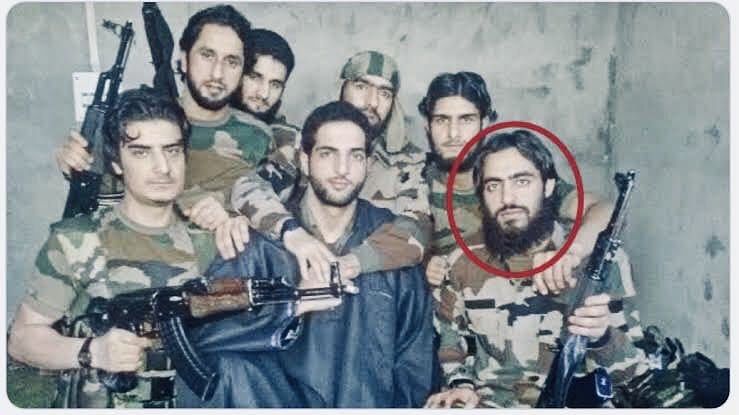 Saifullah (circled) in the viral pic of Burhan Wani (black coat) | By special arrangement 