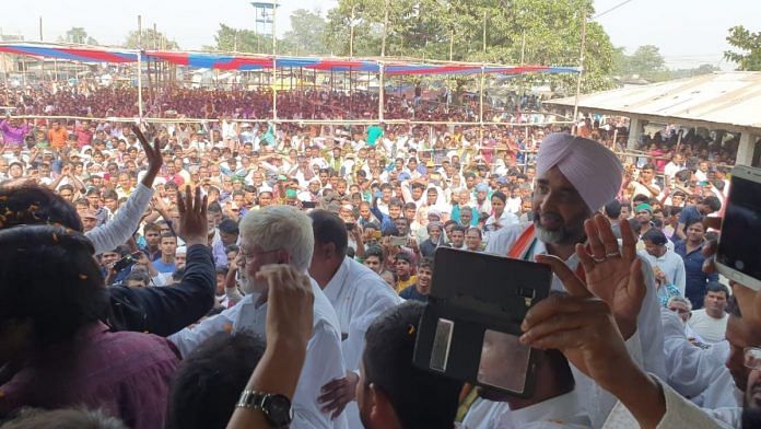 Punjab Finance Minister Manpreet Badal at a campaign rally in Bihar | By special arrangement