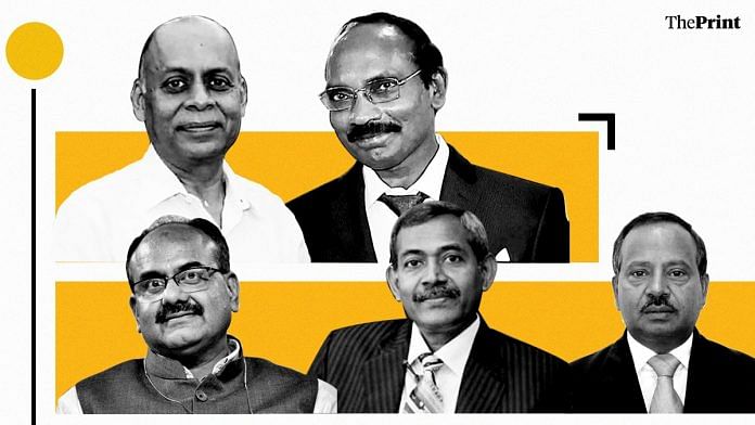 (Top row from left) Govt of India secretaries Ajay Kumar, K. Sivan; (bottom row from left) Ajay Bhushan Pandey, K. Shivaji and Nagendra Nath Sinha | Image: Ramandeep Kaur | ThePrint