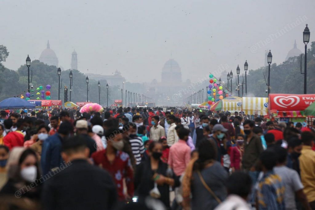 People gather at Rajpath to visit India Gate in New Delhi | Suraj Singh Bisht | ThePrint