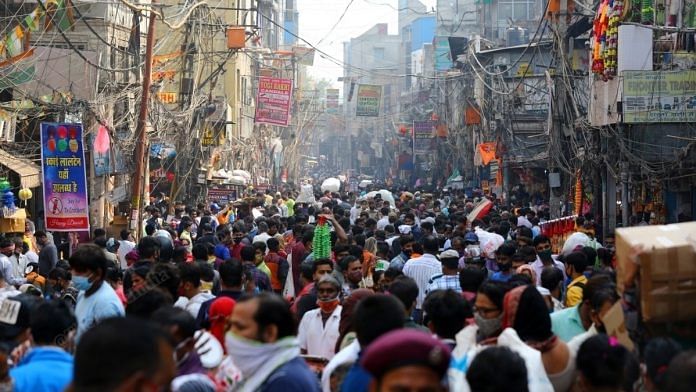 Representative Image | Huge crowd seen at Sadar Bazar market in Delhi. | Photo: Suraj Singh Bisht/ThePrint