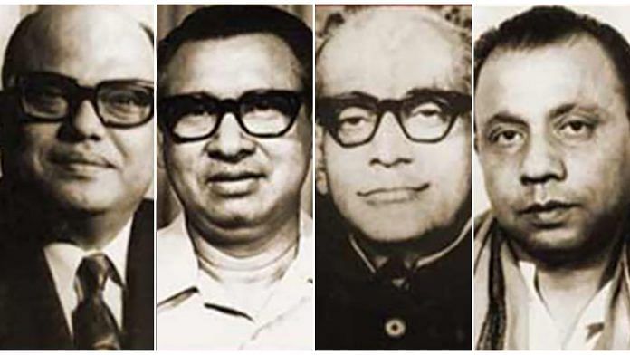 (L-R) Syed Nazrul Islam, Tajuddin Ahmad, Mansur Ali and A.H.M. Qamruzzaman | Twitter | Awami League