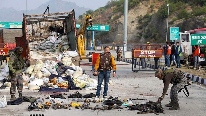 Representational image | Security personnel inspect the site of encounter at Nagrota Ban toll plaza in Jammu on 19 November | PTI