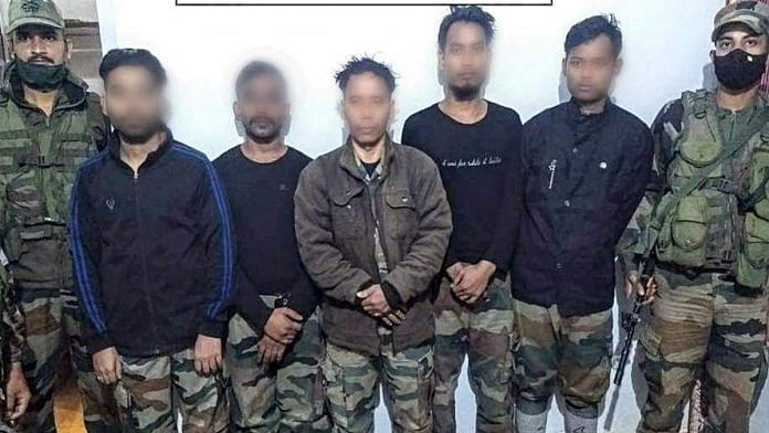 ULFA-I leader Drishti Rajkhowa, along with four accomplices, surrendered with a huge quantity of arms at Meghalaya-Assam- Bangladesh Border on 12 November. | Photo: ANI