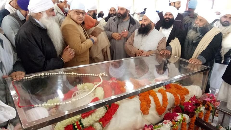 Followers attend Sant Baba Ram Singh's funeral at the Nanaksar Thath Gurudwara in Karnal Friday | Photo: Facebook | Sant Baba Ram Singh Ji