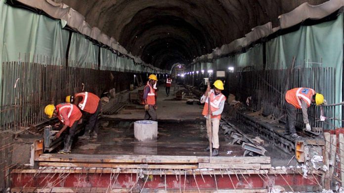 File image of underground tunneling work for Mumbai's Colaba-Bandra-Seepz or 'Metro 3' project | Photo: ANI