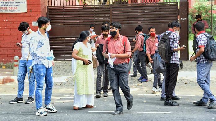 Representational image of students outside a CBSE exam centre in Delhi | Photo: ANI